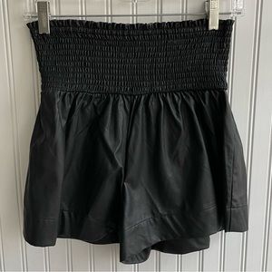 TCEC Smocked Waist Faux Leather Shorts